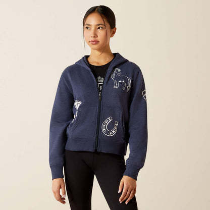 Ariat Kids Spiffy Full Zip Navy Heather