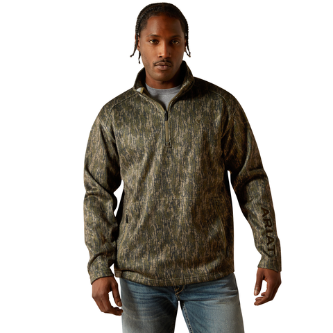 Ariat Caldwell Logo 1/4 Zip Sweater Green Treebark Camo
