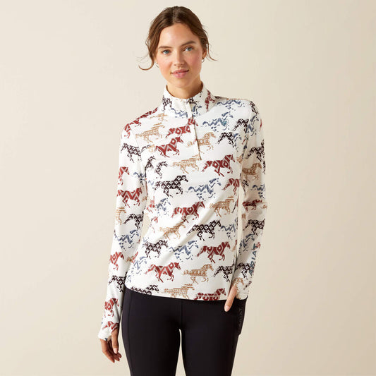 Ariat Ladies Lowell 3.0 1/4 Zip Baselayer Painted Ponies Print