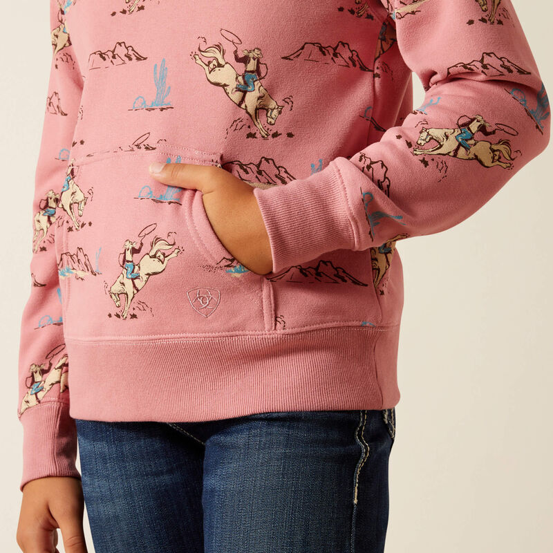 Ariat Girls Bronc Scene 1/4 Zip Sweatshirt