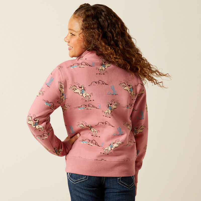 Ariat Girls Bronc Scene 1/4 Zip Sweatshirt