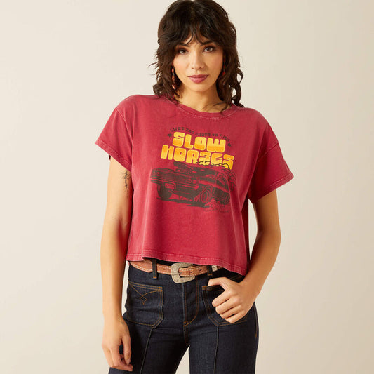 Ariat x Sendero Slow Horses T-Shirt Biking Red Mineral Wash