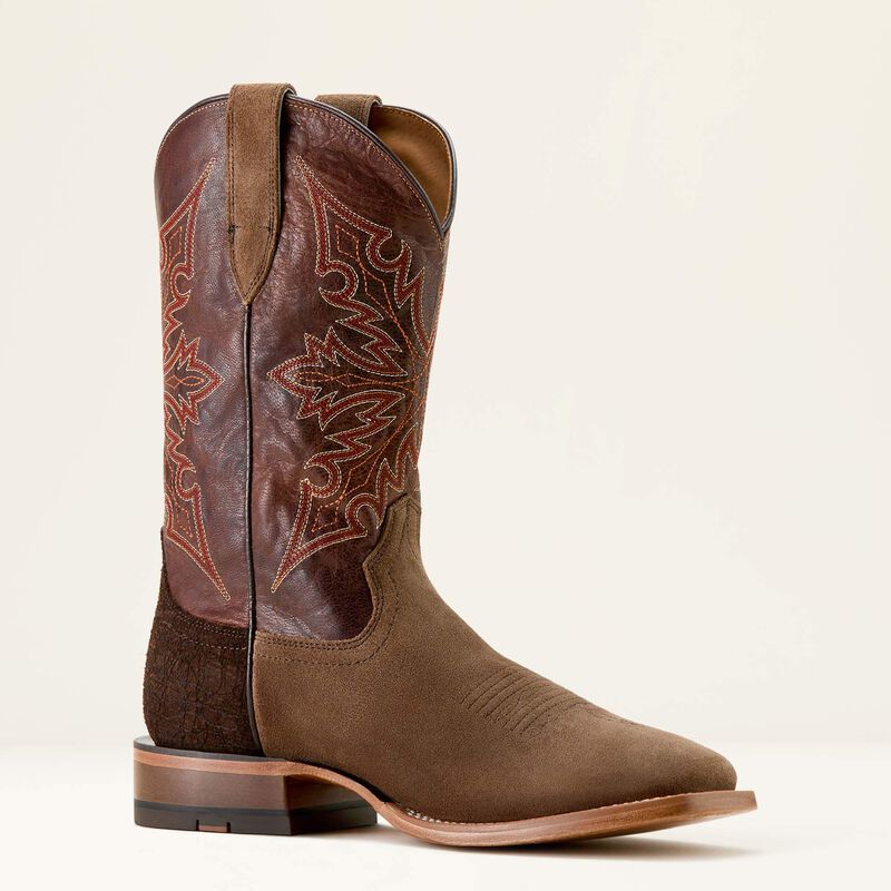 Ariat Circuit Gritty Cowboy Boot Ranch Brown Suede