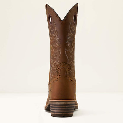 Ariat Hybrid Roughstock Square Toe Cowboy Boot Distressed Brown