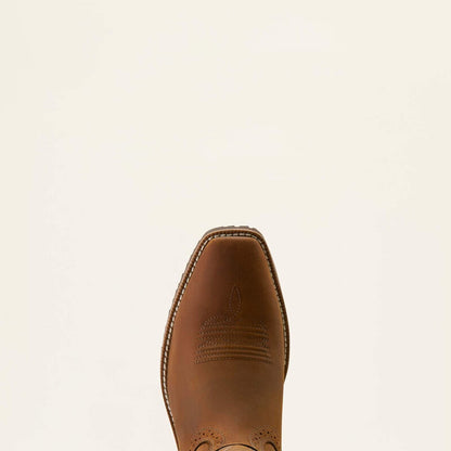 Ariat Hybrid Roughstock Square Toe Cowboy Boot Distressed Brown