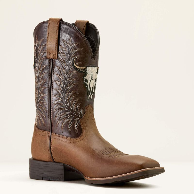 Ariat Sport Steer Skull Cowboy Boot Sandstorm