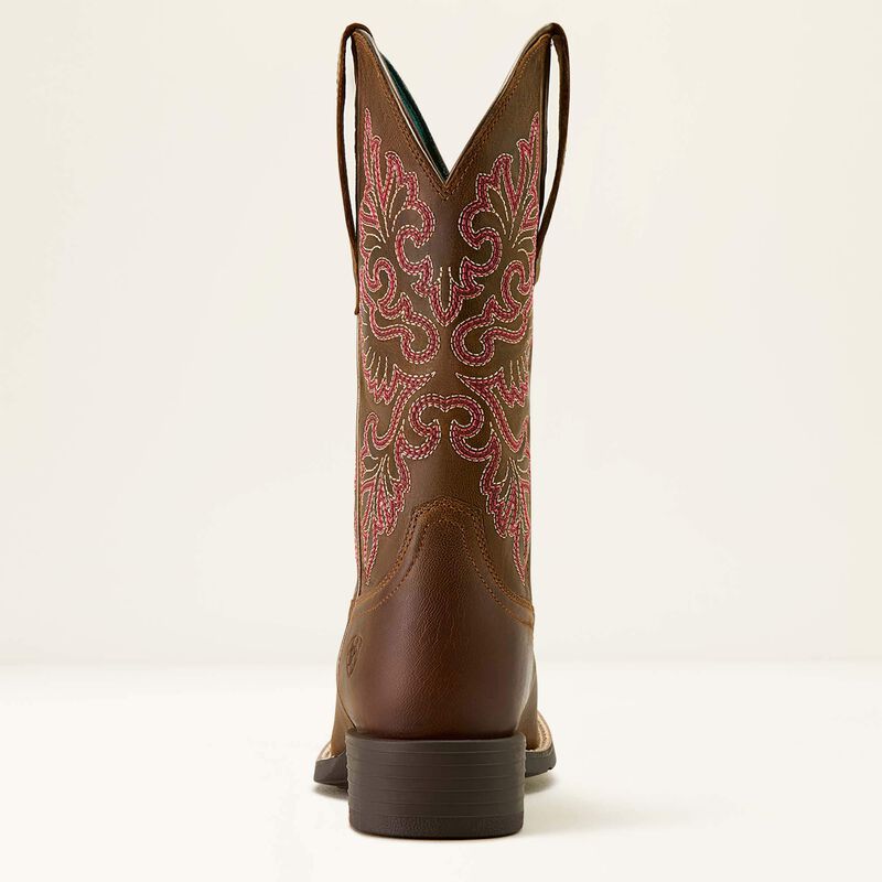 Ariat Round Up Wide Square Toe Stretchfit Western Boot Sassy Brown