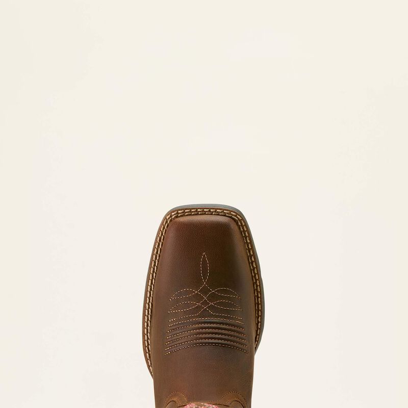 Ariat Round Up Wide Square Toe Stretchfit Western Boot Sassy Brown