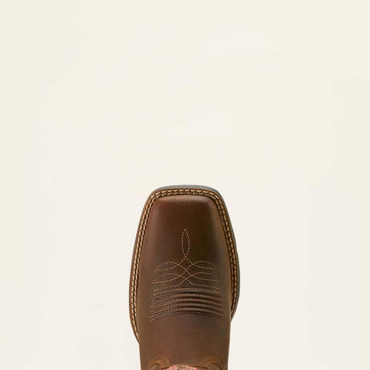 Ariat Round Up Wide Square Toe Stretchfit Western Boot Sassy Brown
