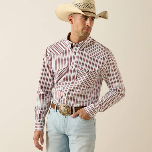 Ariat Mens Pro Series Trae Fitted Snap Shirt White Stripe