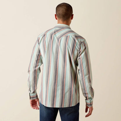 Ariat Mens Retro Hesperus Fitted Snap Shirt Aquifer Plaid