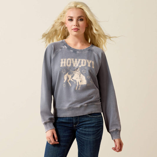 Ariat Ladies Vintage Raglan Sweatshirt Ombre Blue Mineral Wash