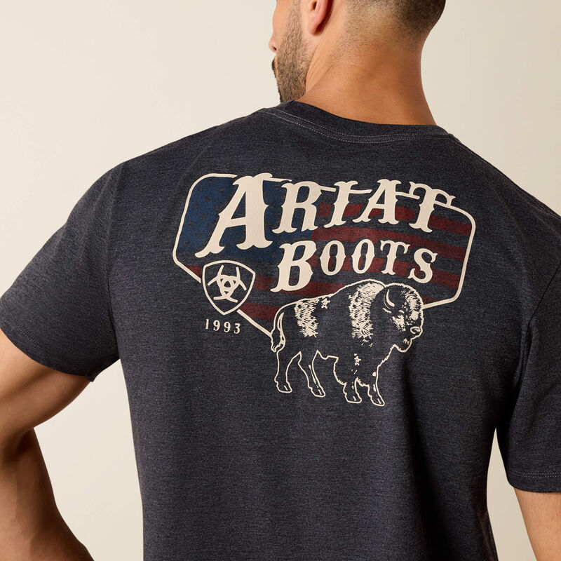 Ariat Mens American Bison Classic Fit T-Shirt Charcoal Heather