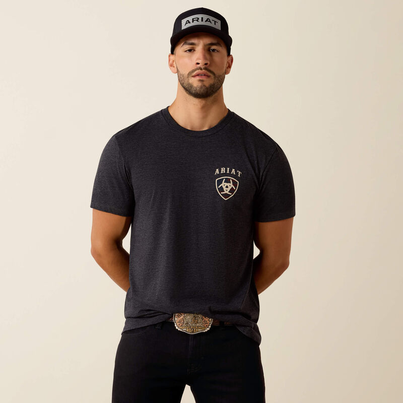Ariat Mens American Bison Classic Fit T-Shirt Charcoal Heather