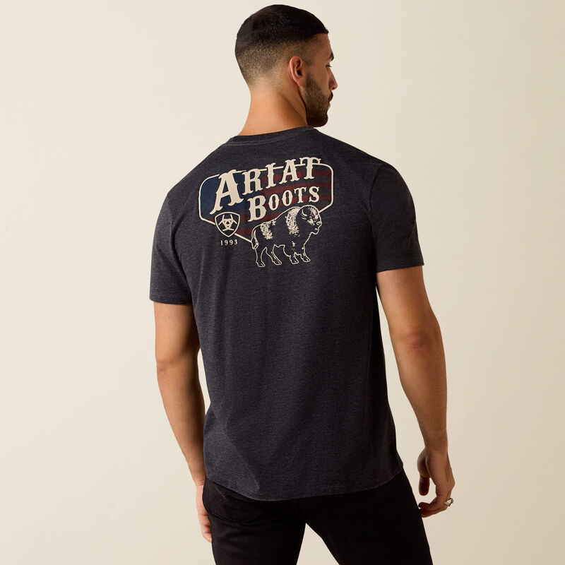 Ariat Mens American Bison Classic Fit T-Shirt Charcoal Heather