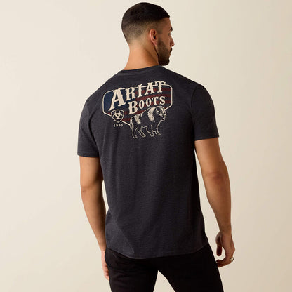 Ariat Mens American Bison Classic Fit T-Shirt Charcoal Heather