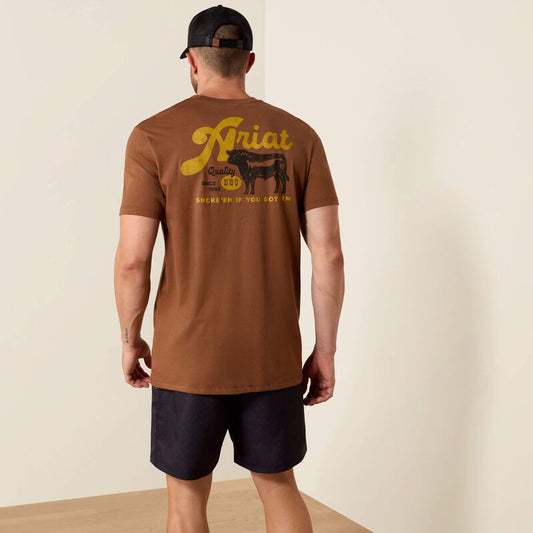 Ariat Mens Ariat Bbq Smoke Classic Fit T Shirt Soft Silt