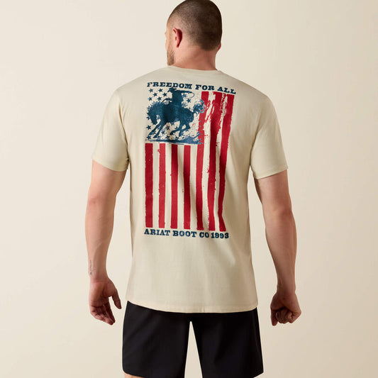 Ariat Mens Ariat Split Freedom Painted Classic Fit T Shirt Natural