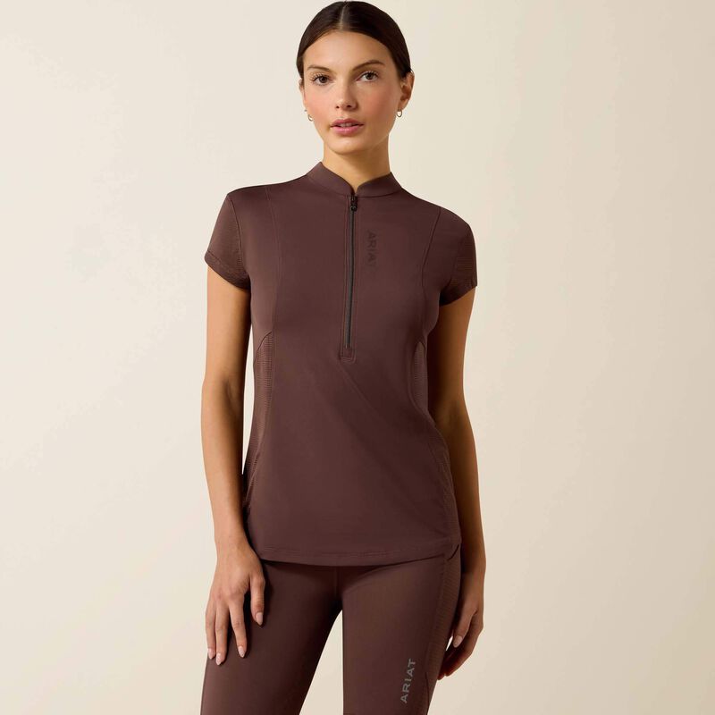 Ariat Ladies Breathe 1/2 Zip Baselayer Pommel Brown