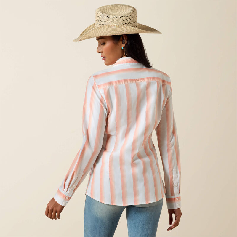 Ariat Ladies Kirby Stretch Shirt Peach Amber Stripe