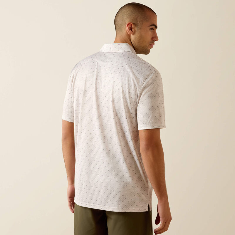 Ariat Mens All Over Print Polo Moonbeam Steer Print