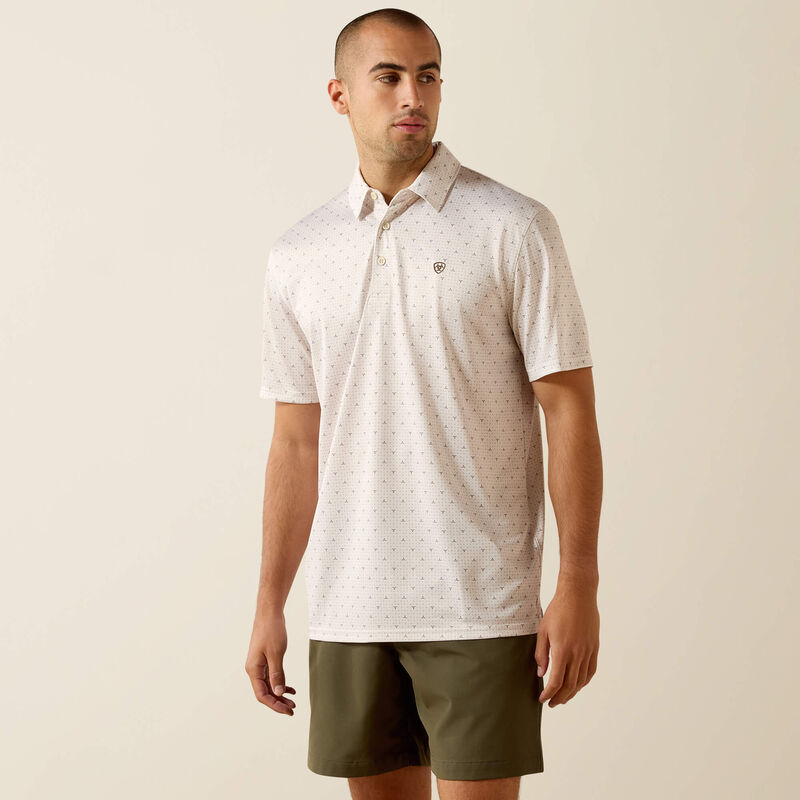 Ariat Mens All Over Print Polo Moonbeam Steer Print