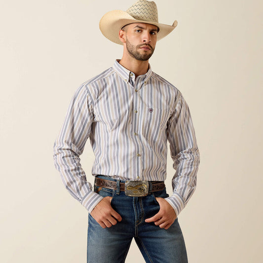 Ariat Mens Pro Series Pryce Fitted Shirt White Stripe