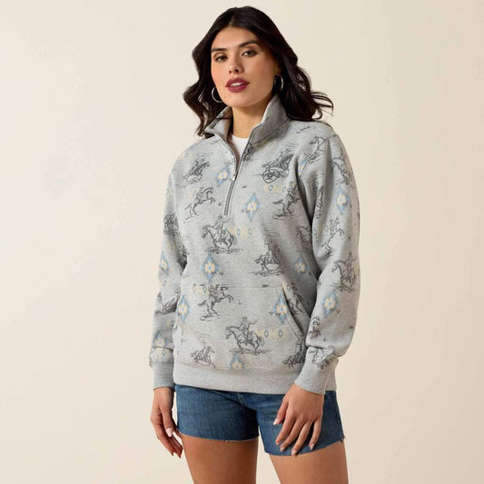 Ariat Ladies Sapphire 1/2 Zip Sweatshirt Heather Grey