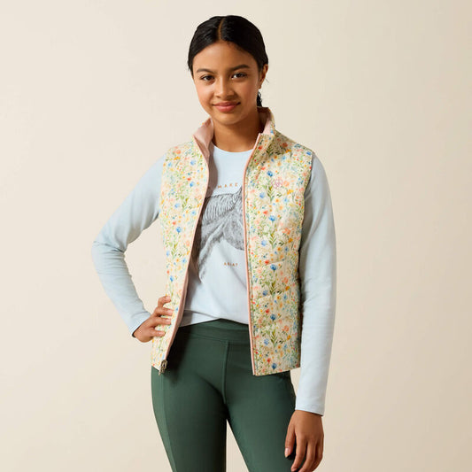 Ariat Kids Bella Reversible Insulated Vest Horse In Flowers / Sepia Rose