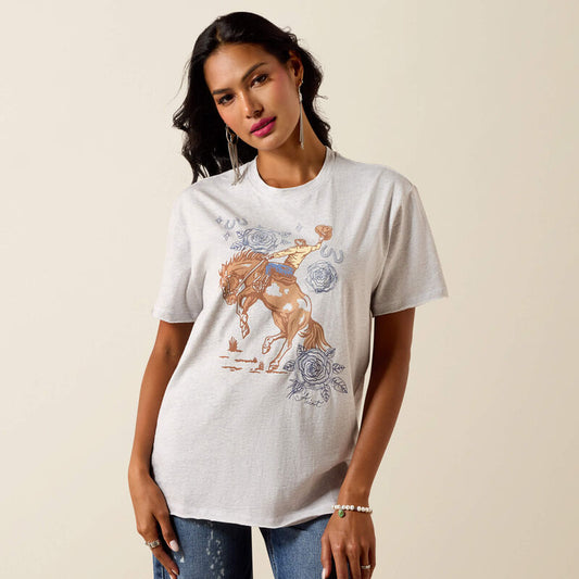 Ariat Ladies Cowboy Rose T-Shirt Steel Heather