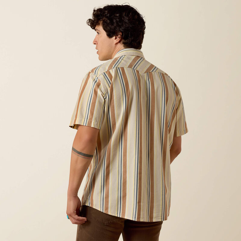 Ariat Mens Retro Hawthorne Fitted Snap Shirt Sandshell Stripe
