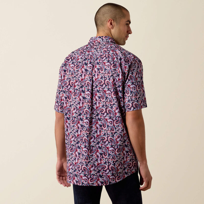 Ariat Mens Bennie Classic Fit Shirt Evening Blue Paisley Print