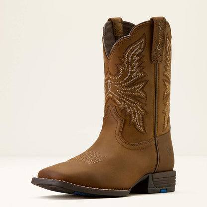 Ariat Kids Westwood Wide Square Toe Western Boot Distressed Brown