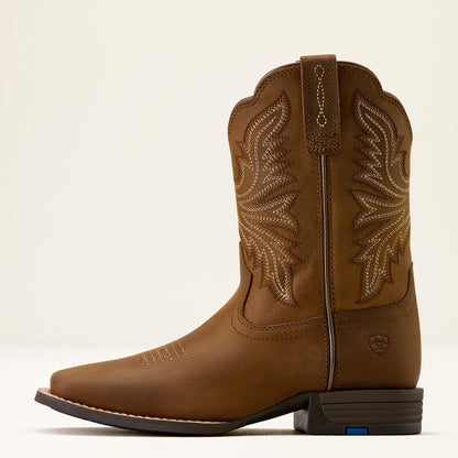 Ariat Kids Westwood Wide Square Toe Western Boot Distressed Brown