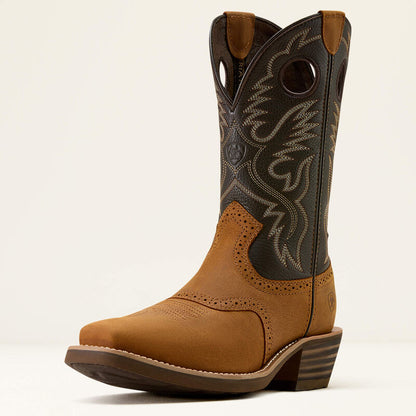 Ariat Mens Heritage Roughstock Square Toe Cowboy Boot Status Brown