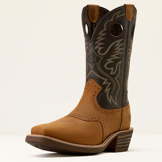 Ariat Mens Heritage Roughstock Square Toe Cowboy Boot Status Brown