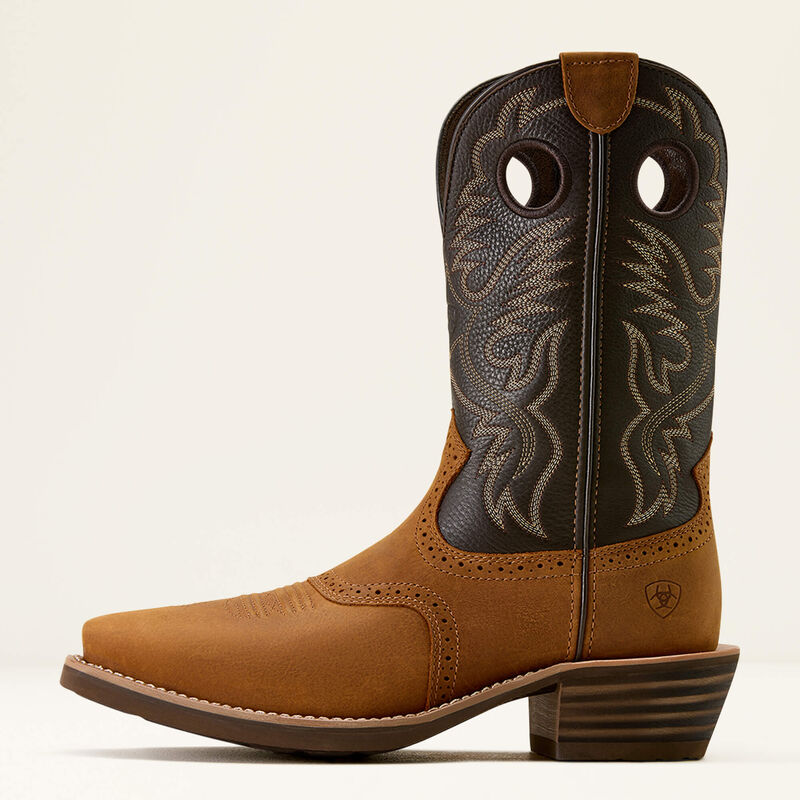 Ariat Mens Heritage Roughstock Square Toe Cowboy Boot Status Brown