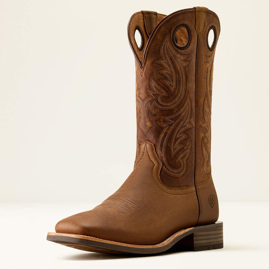 Ariat Mens Highland Toughstock Wide Square Toe Cowboy Boot Distressed Brown