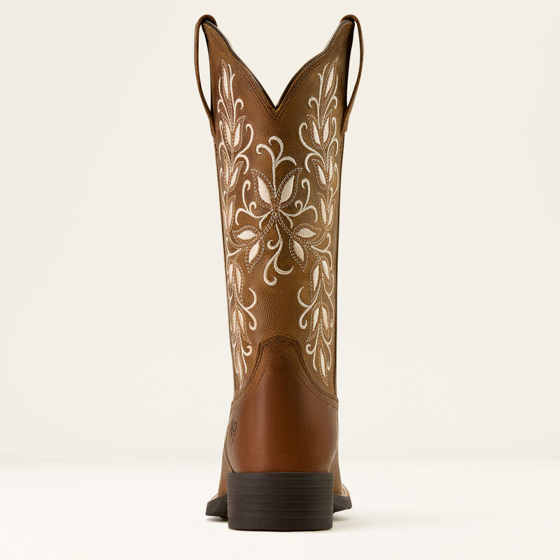 Ariat Ladies Round Up Holly Wide Square Toe Western Boot Pearl
