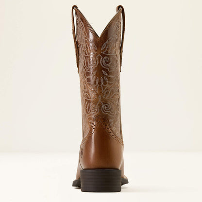 Ariat Ladies Round Up Remuda Wide Square Toe Western Boot Aged Tan