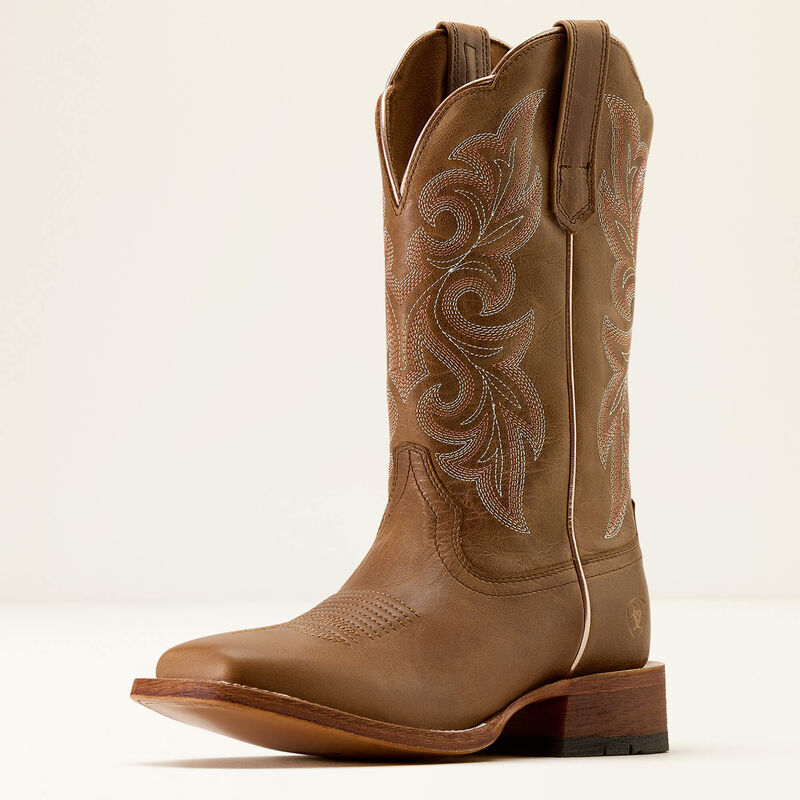 Ariat Ladies County Lane Wide Square Toe Western Boot Natural Tan