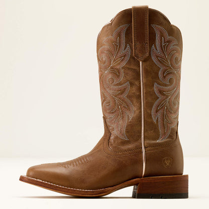 Ariat Ladies County Lane Wide Square Toe Western Boot Natural Tan