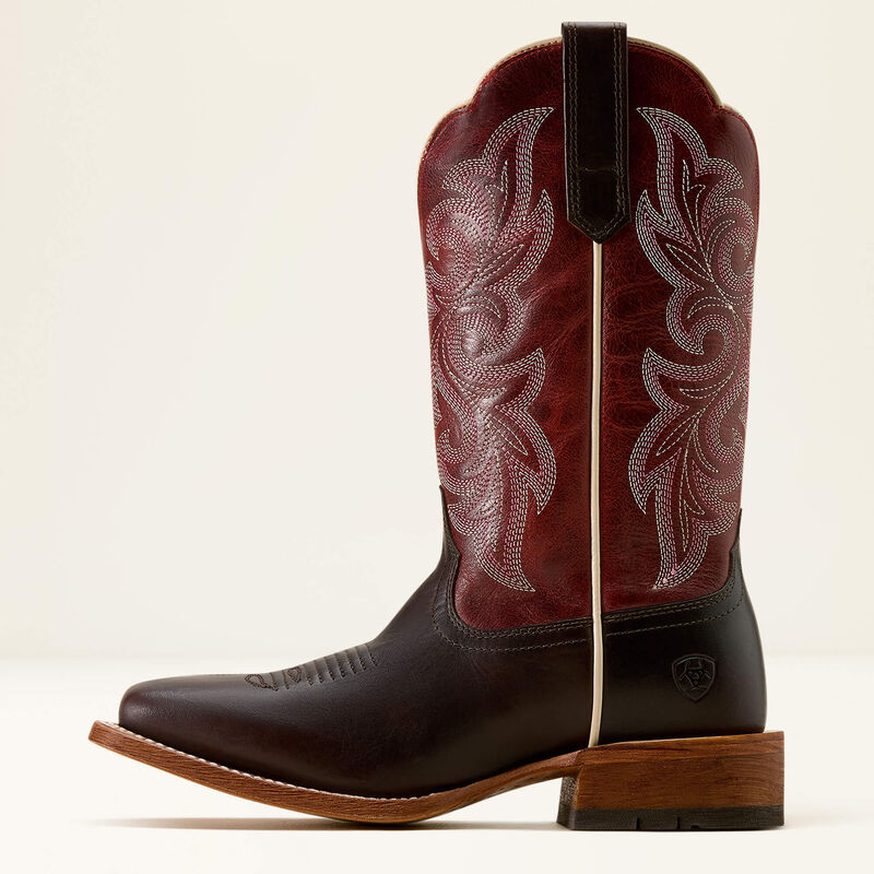 Ariat Ladies County Lane Wide Square Toe Western Boot Chocolate