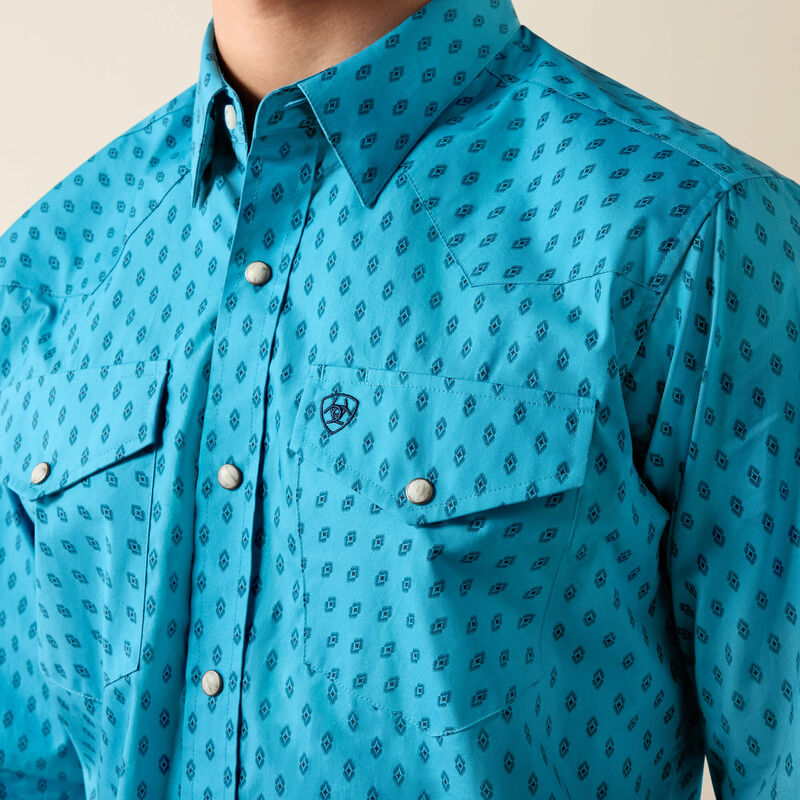 Ariat Mens Clovis Fitted Snap Shirt Navagio Bay Geo Print