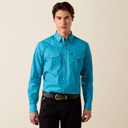Ariat Mens Clovis Fitted Snap Shirt Navagio Bay Geo Print
