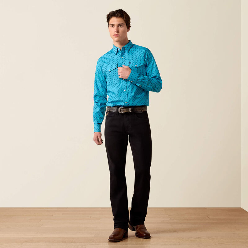 Ariat Mens Clovis Fitted Snap Shirt Navagio Bay Geo Print