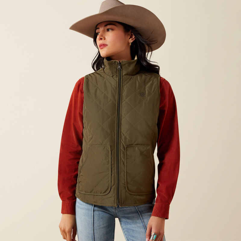 Ariat Ladies Dilon 2.0 Reversible Insulated Vest Ivy Green/Wild Horses Print
