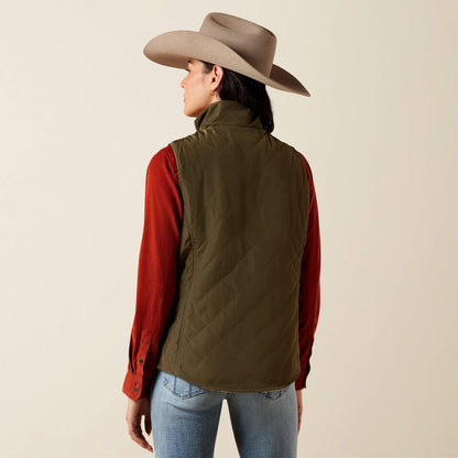 Ariat Ladies Dilon 2.0 Reversible Insulated Vest Ivy Green/Wild Horses Print