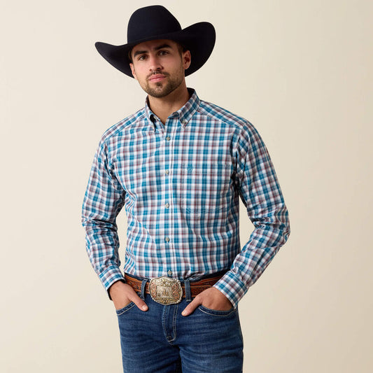 Ariat Mens Pro Series Walter Classic Fit Shirt Lyon Blue Small Plaid