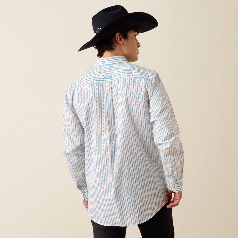 Ariat Mens Crow Fitted Shirt White Longhorn Stripe
